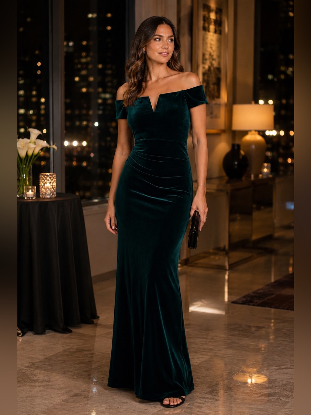 💚 Xscape Dark Green Velvet Maxi Dress – Size 6 💚